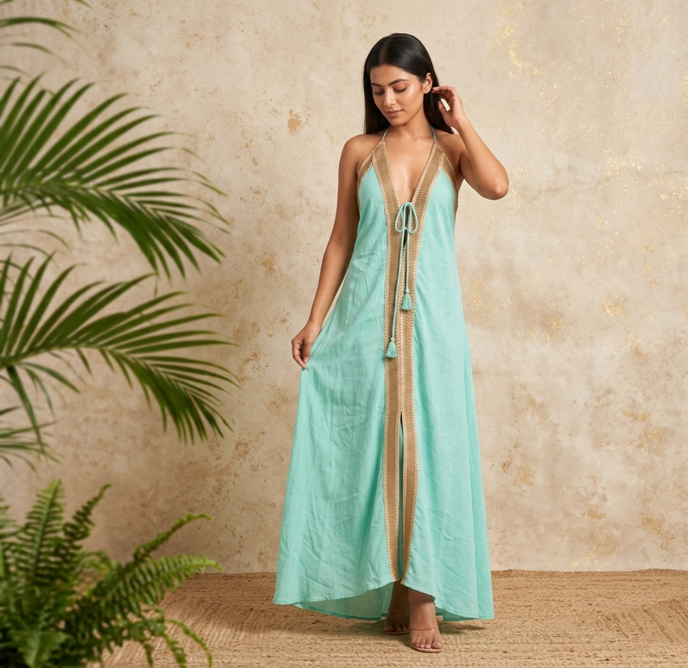Sea Green Halter Maxi Vacay Dress