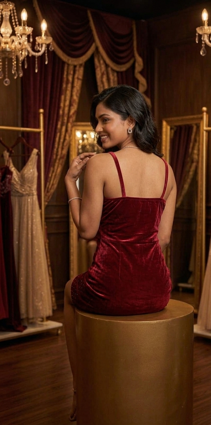 Crimson Luxe – Velvet Bodycon Mini Dress