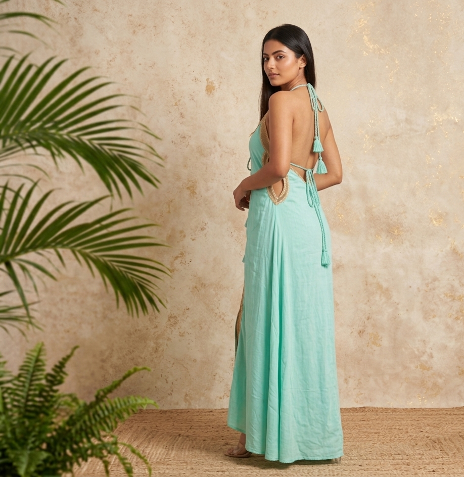 Sea Green Halter Maxi Vacay Dress