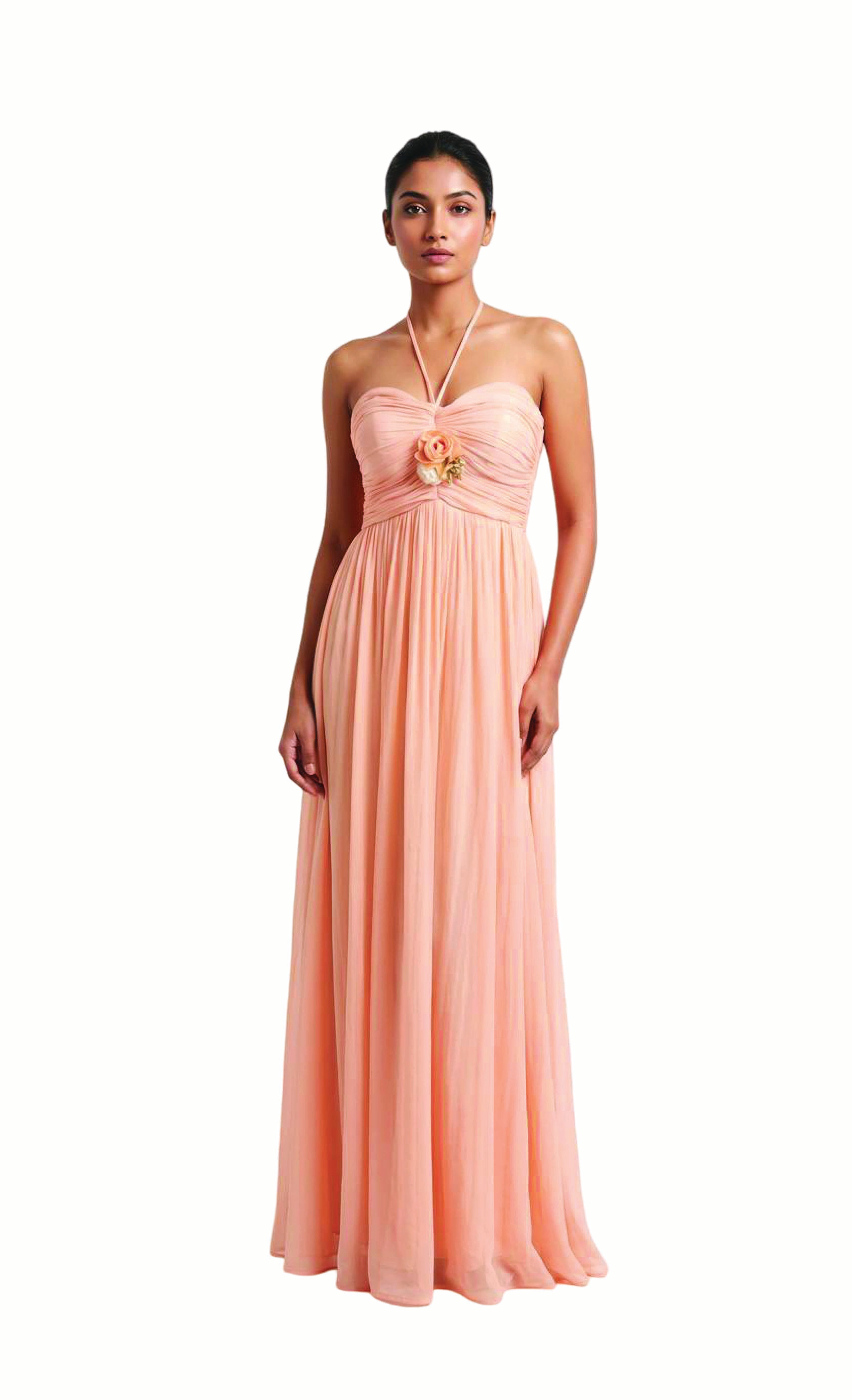 Pleated Halter Maxi Dress