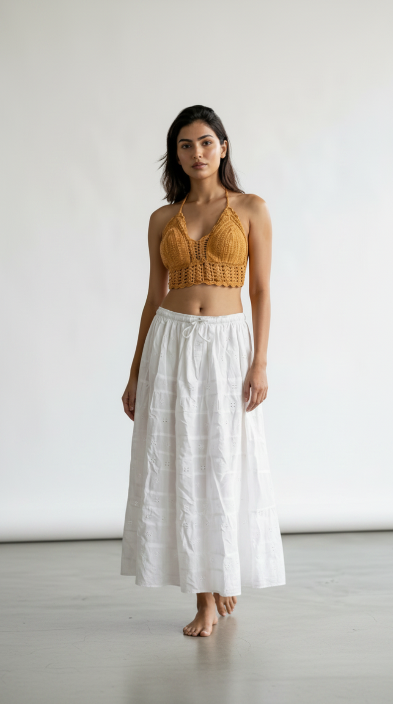 Golden Sand Crochet Halter Top