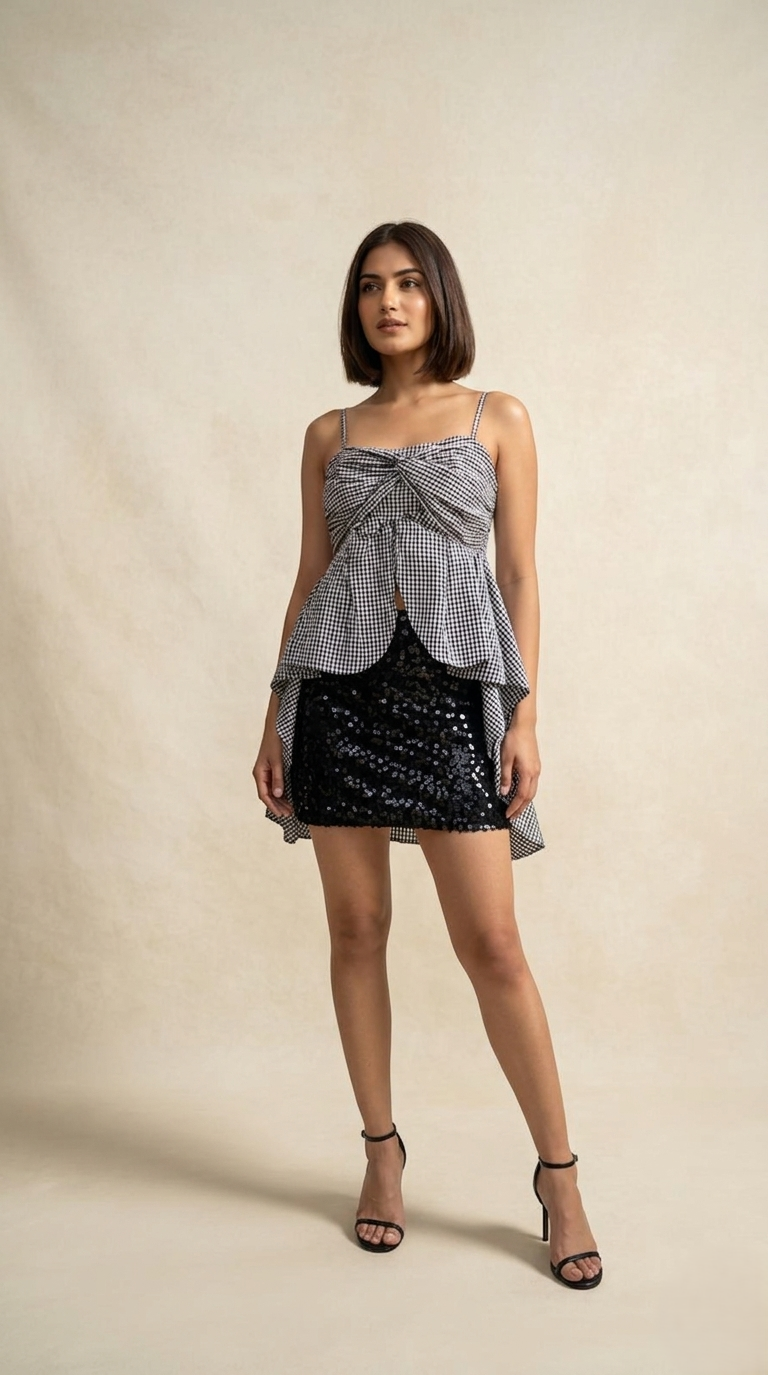 Black Mist Printed Peplum Top