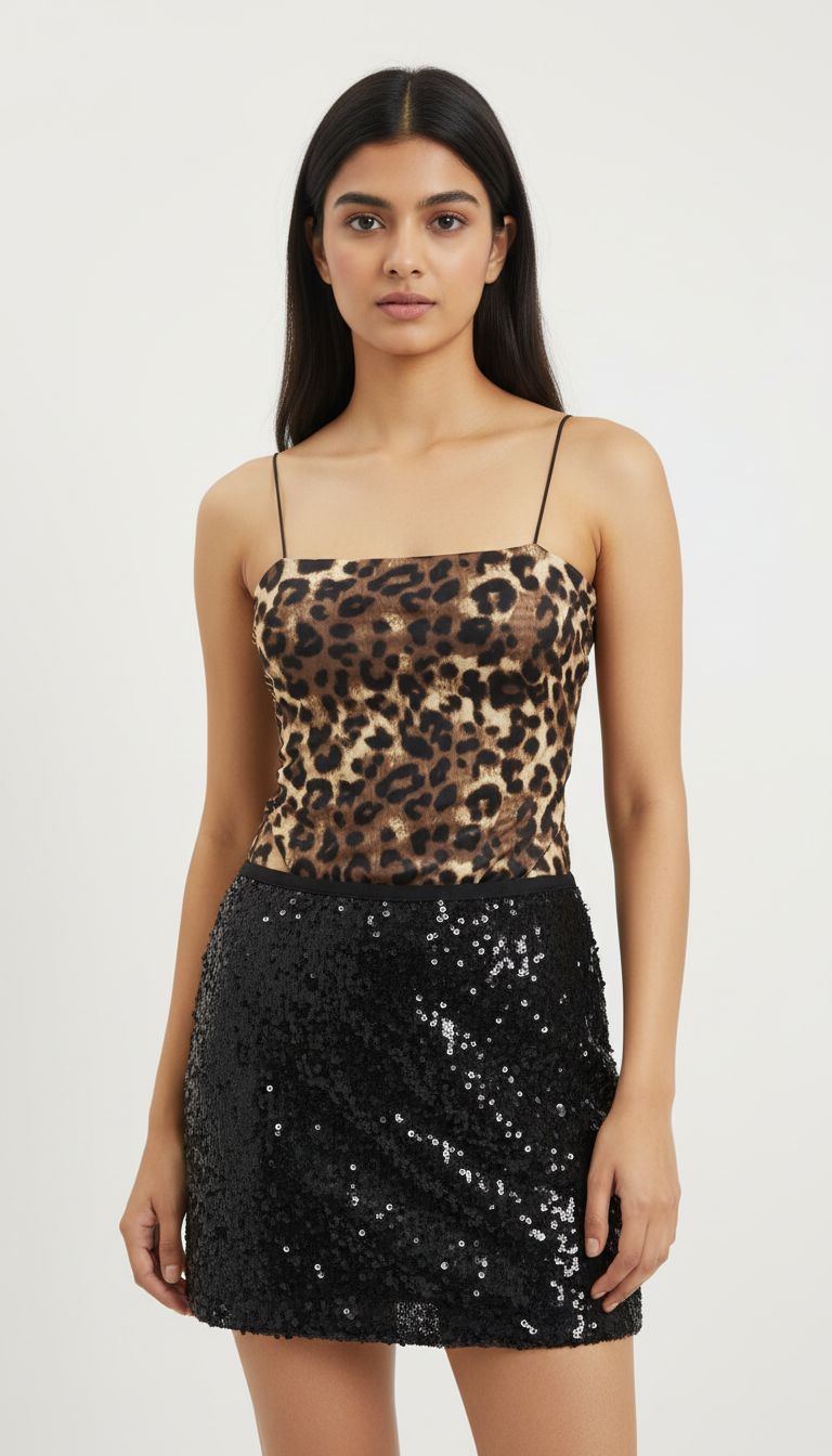 Wild Luxe Leopard Print Cami Bodysuit & Top