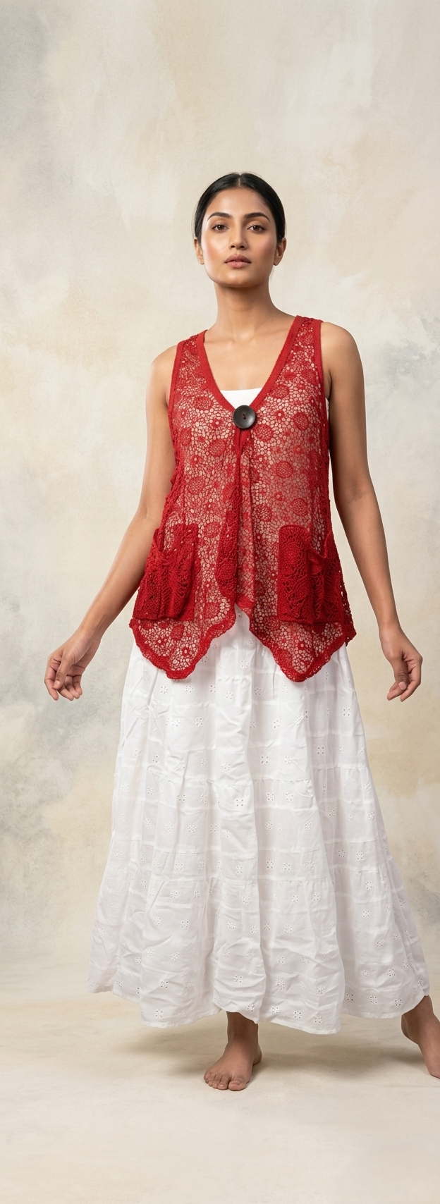 Scarlet Lace Crochet Sleeveless Top