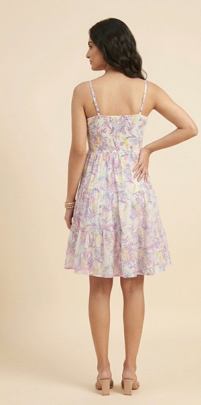Meadow Bloom – Floral Tiered Mini Dress