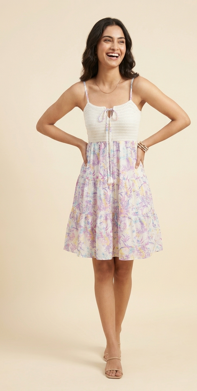 Meadow Bloom – Floral Tiered Mini Dress