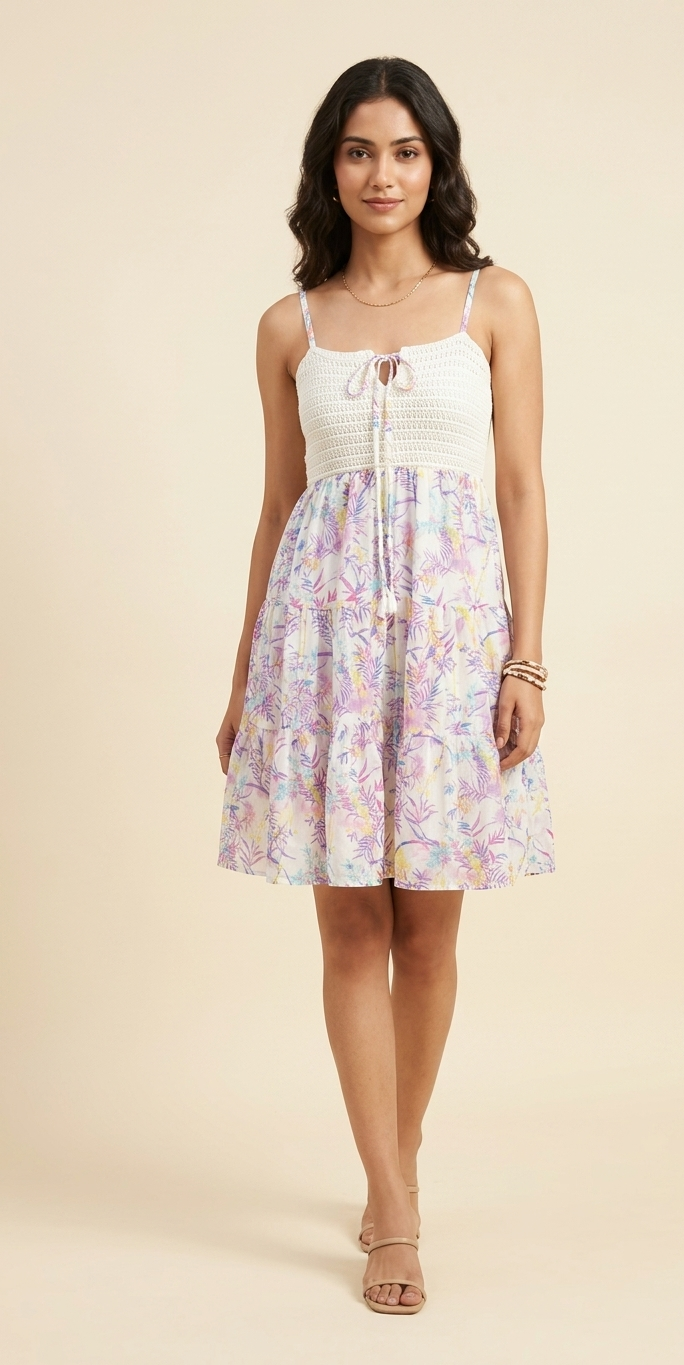 Meadow Bloom – Floral Tiered Mini Dress