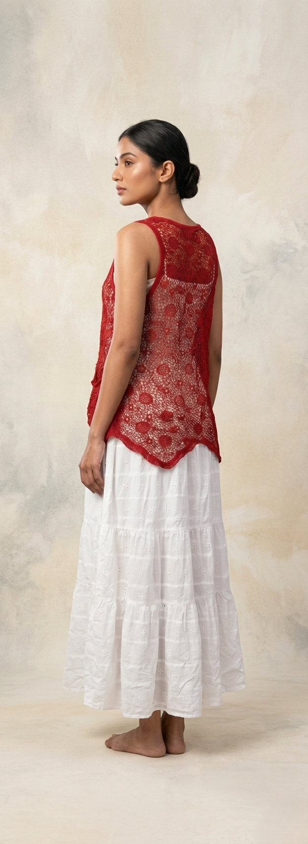 Scarlet Lace Crochet Sleeveless Top