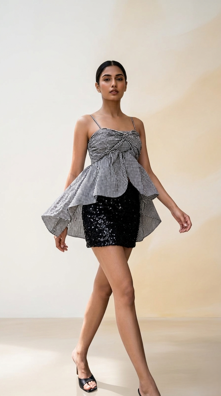 Black Mist Printed Peplum Top
