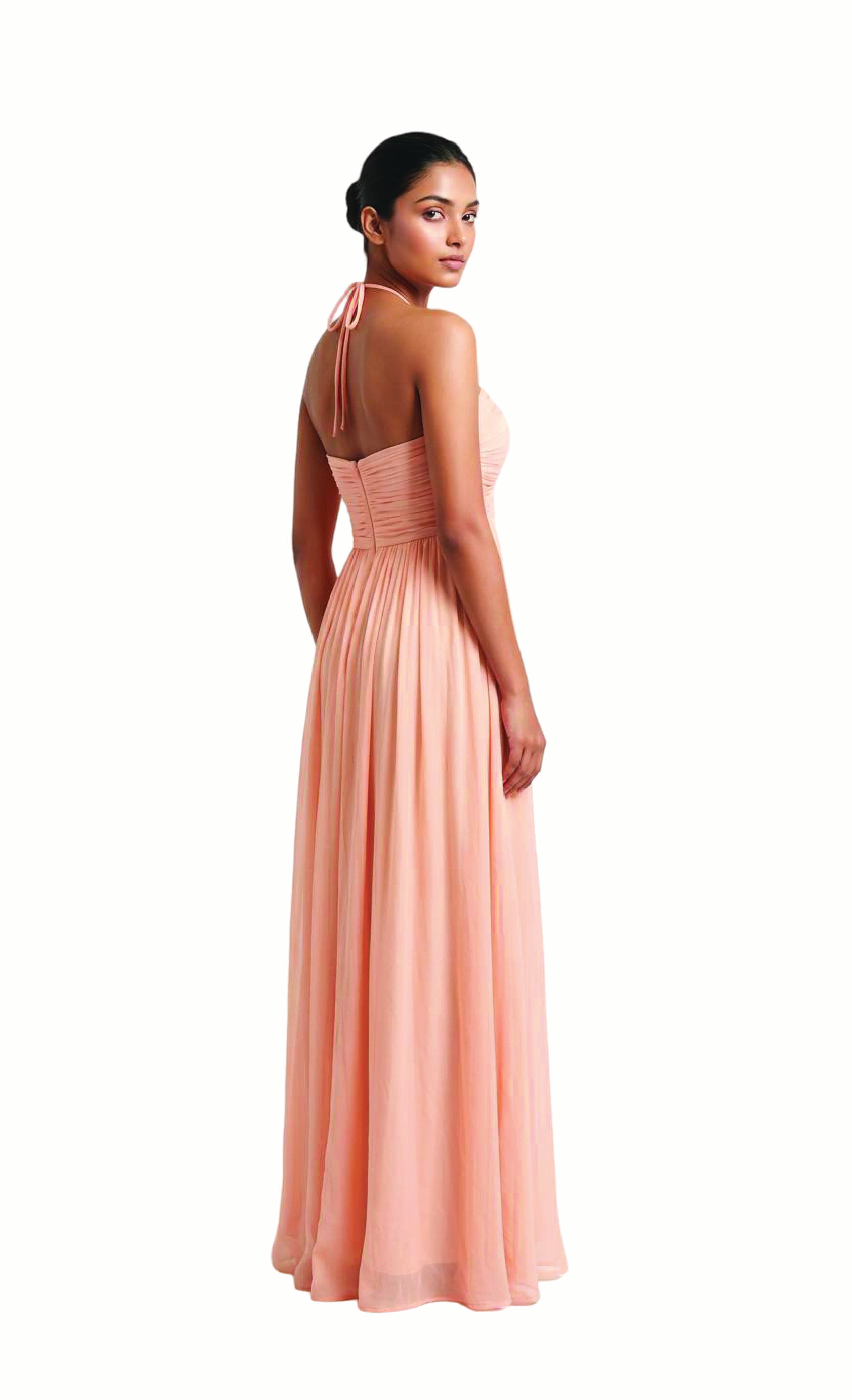 Pleated Halter Maxi Dress