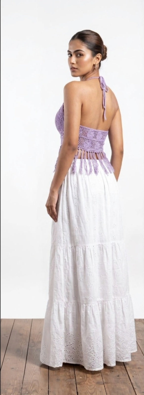 Lavender Dream Crochet Fringe Halter Top