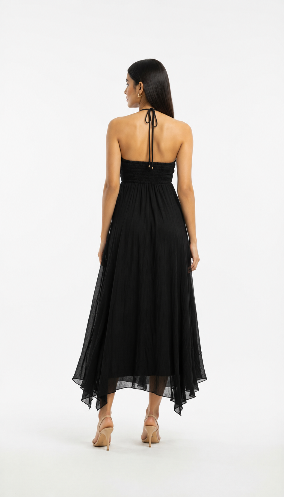Ruffle Detail Halter Maxi Dress