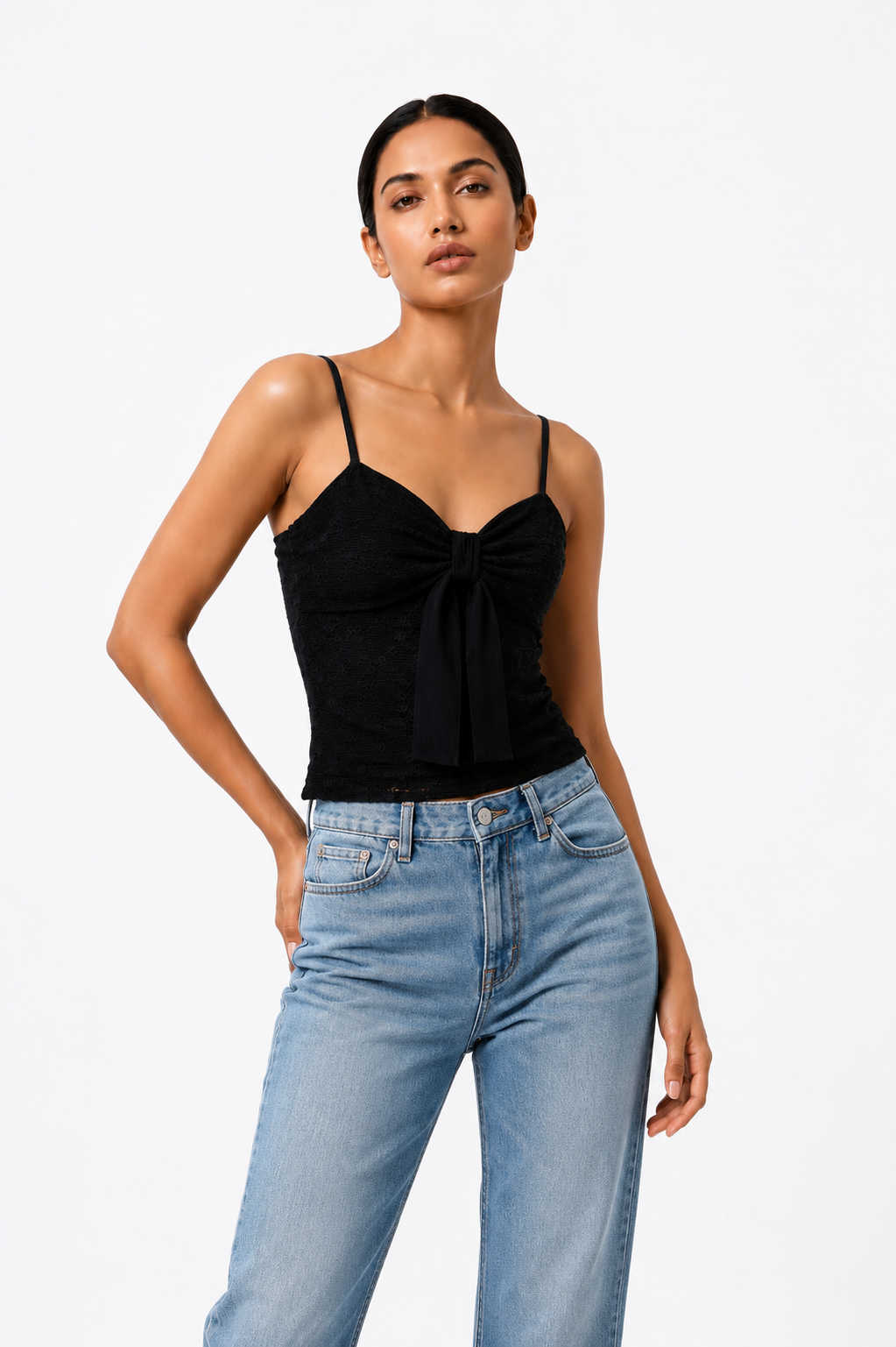 Noir Muse Tie-Front Top