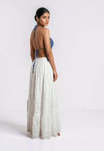Ocean Wave Blue Crochet Fringe Tank Top