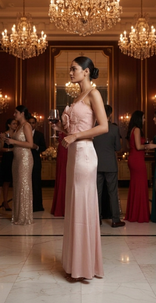 Blush Bloom Satin Maxi Skirt