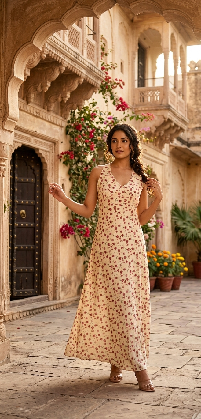 Sunset Bloom – Floral Maxi Dress