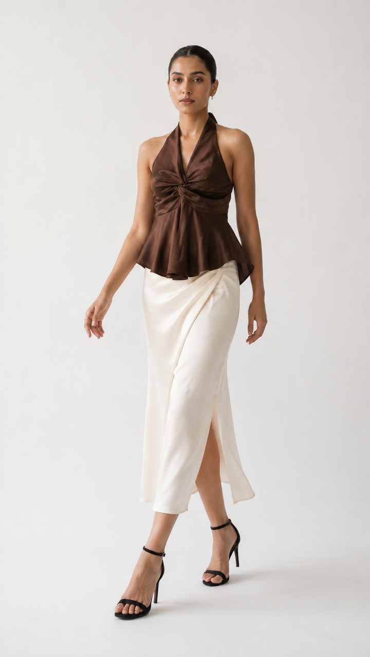 Brown Layered Halter Top