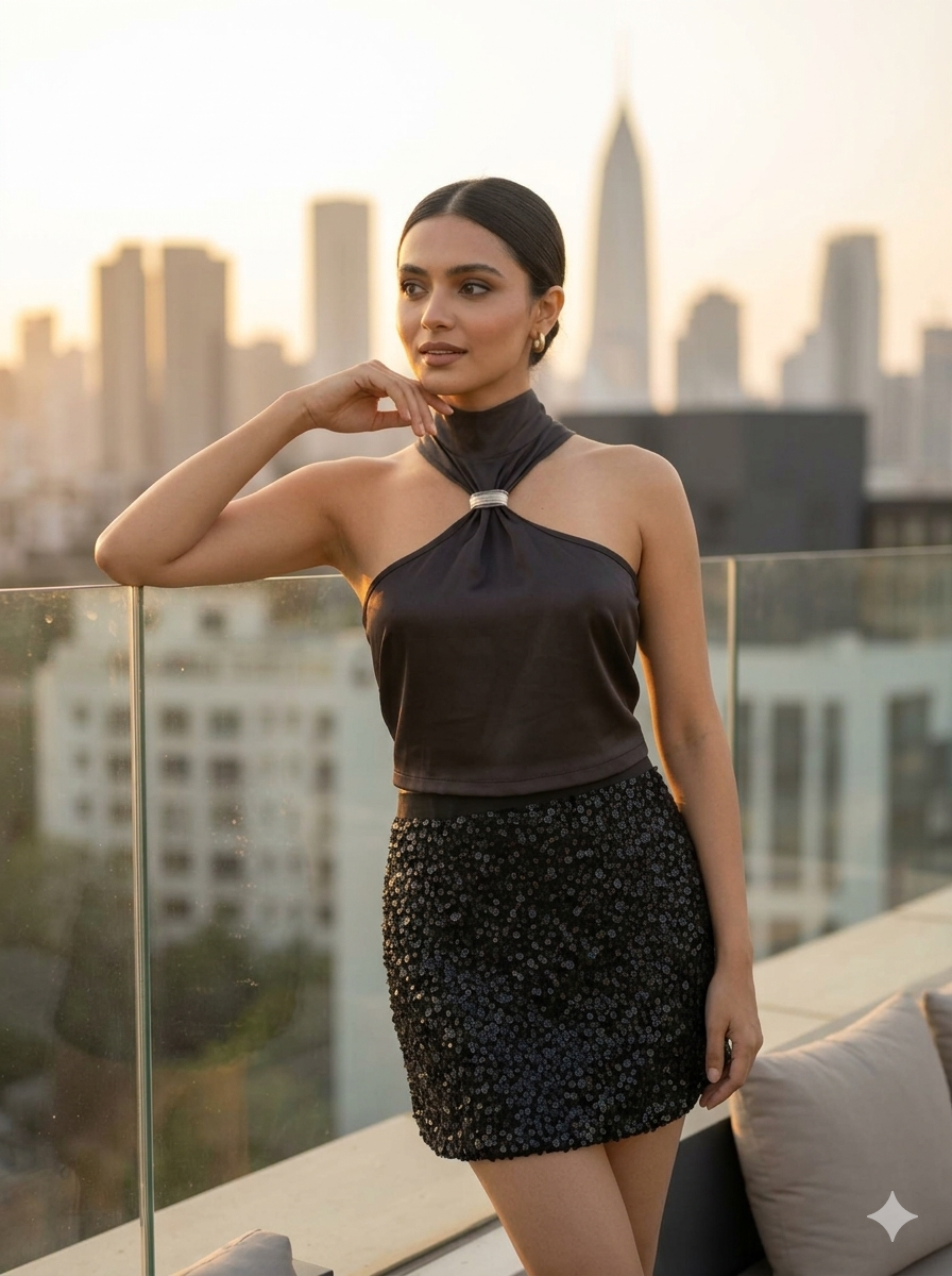 Brown Luxe Twist Halter Top
