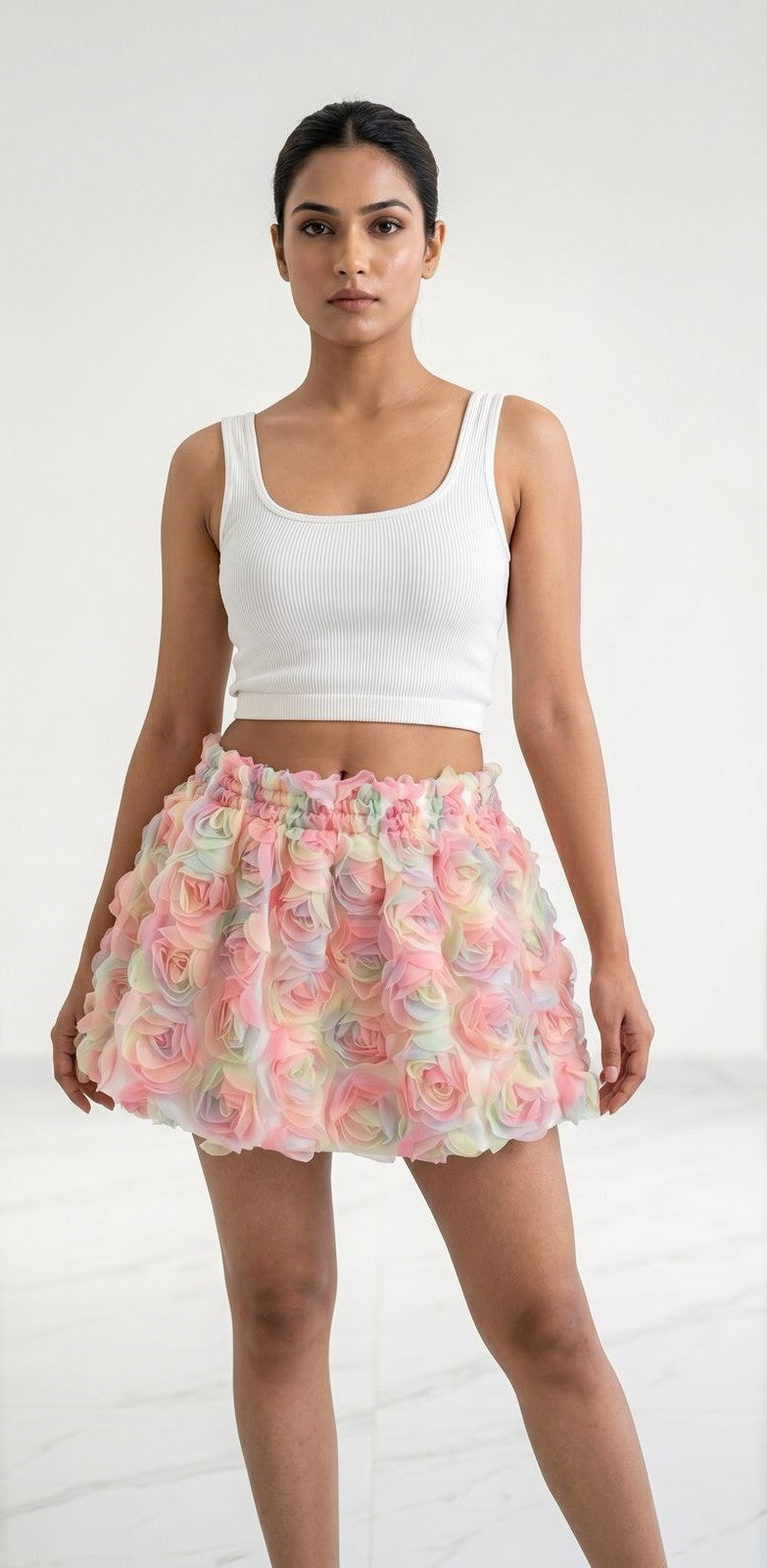 Floral Appliqué Mini Skirt