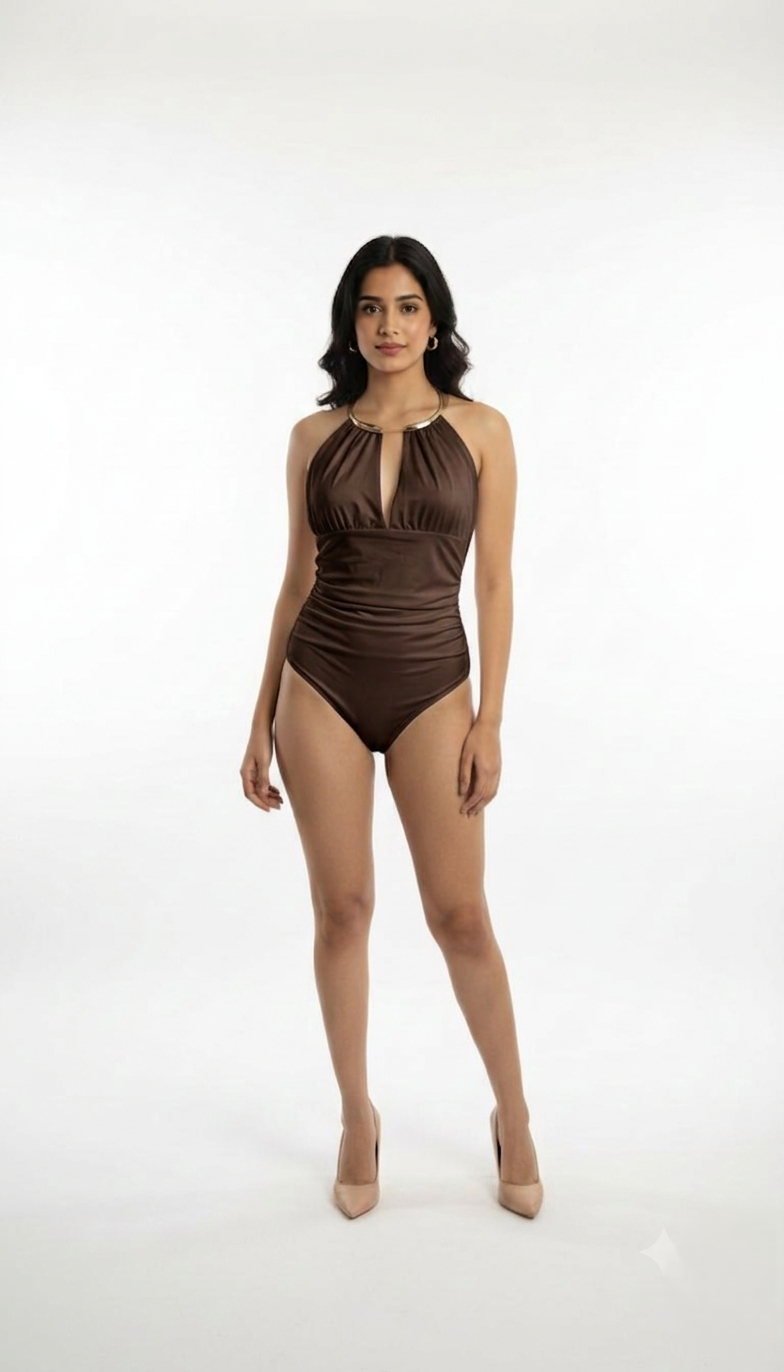 Mocha Muse Halter Bodysuit