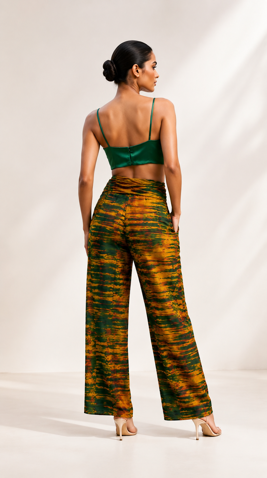 Tie-Dye Wrap Pants & Bow Crop Top Co-ord Set