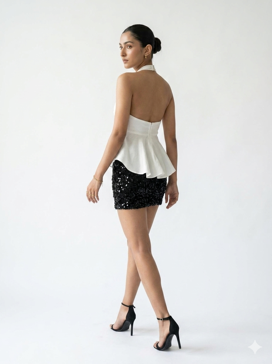 Ivory Blossom Layered Halter Top