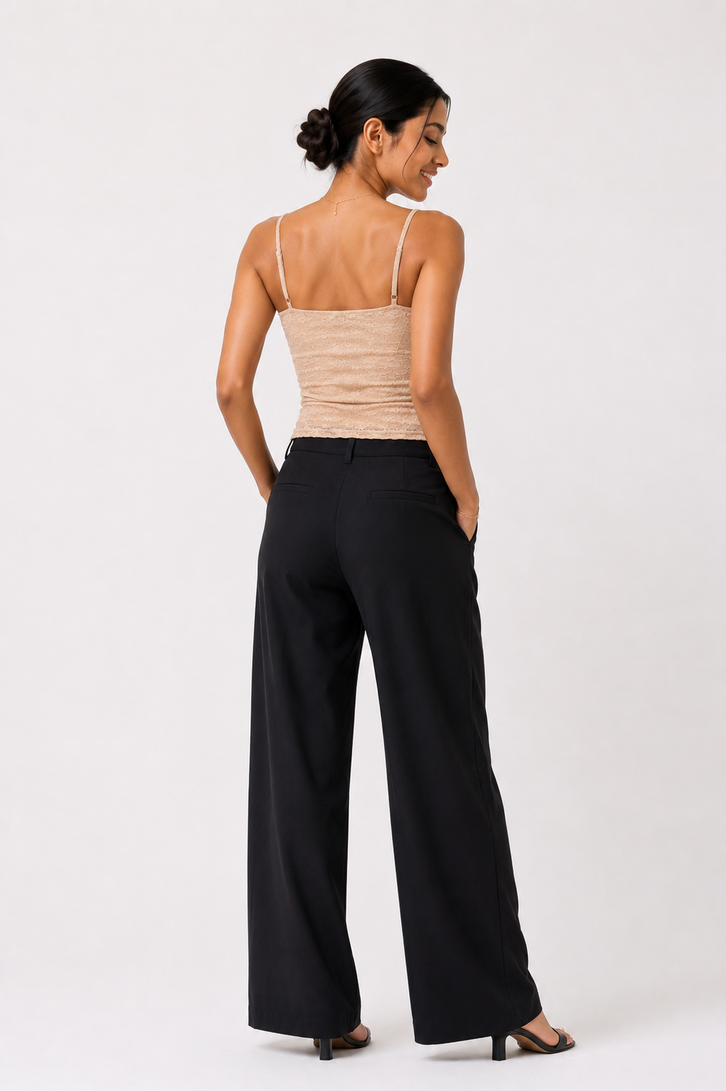 Beige Bloom Tie-Front Top