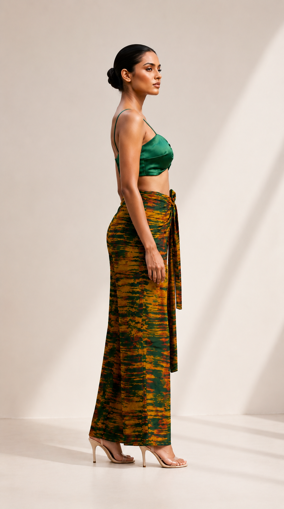 Tie-Dye Wrap Pants & Bow Crop Top Co-ord Set