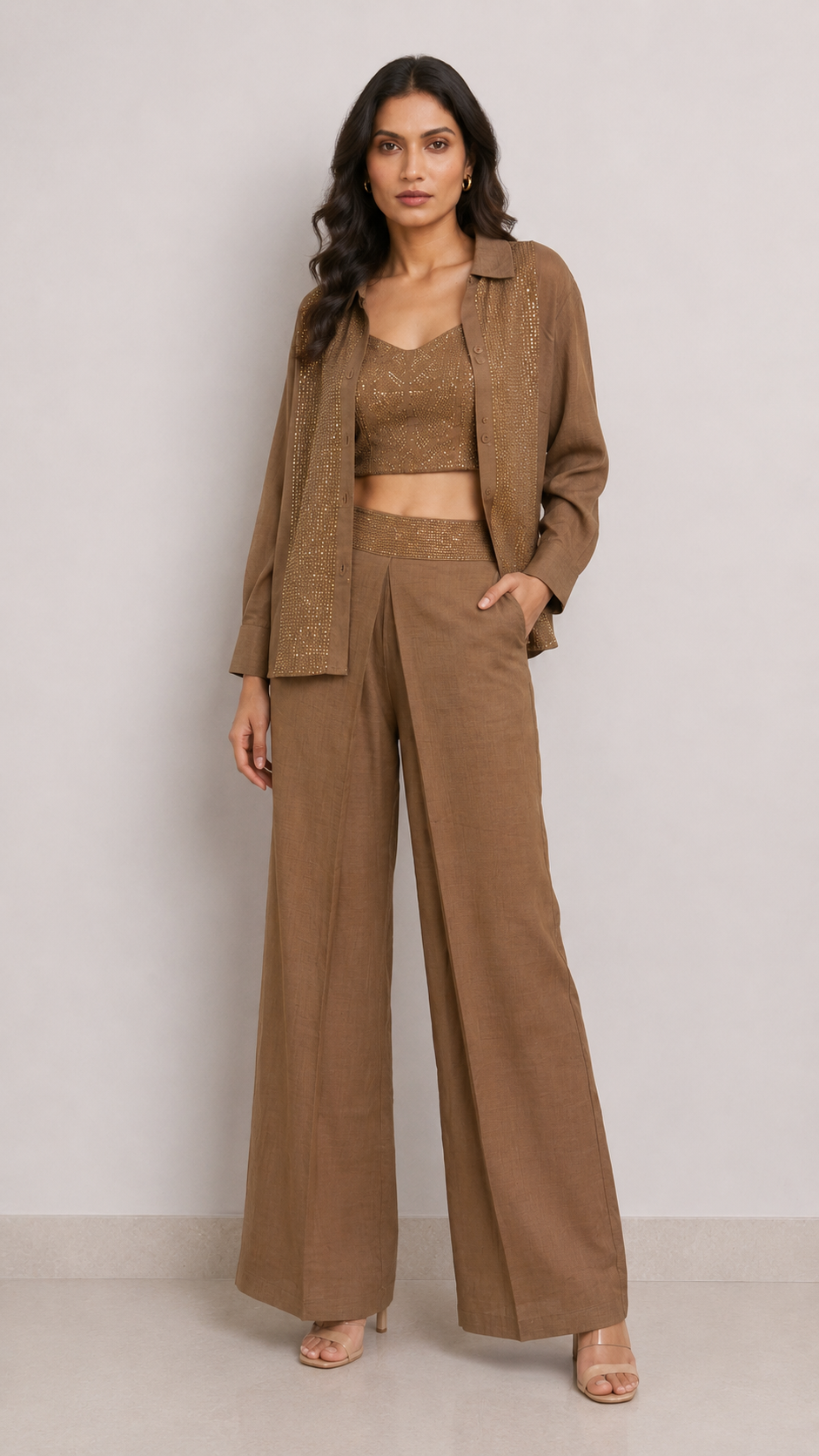 Mocha Shimmer – 3 Piece Co-ord Set