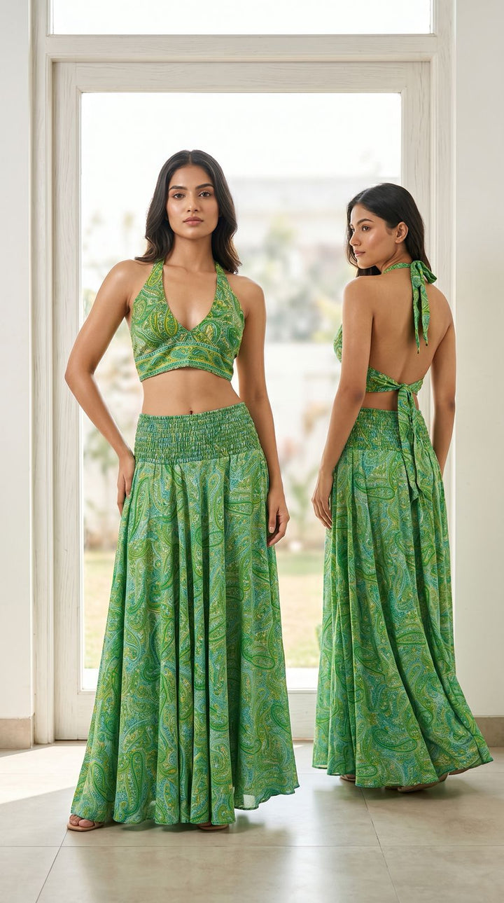 Paisley Print Halter Co-ord Set