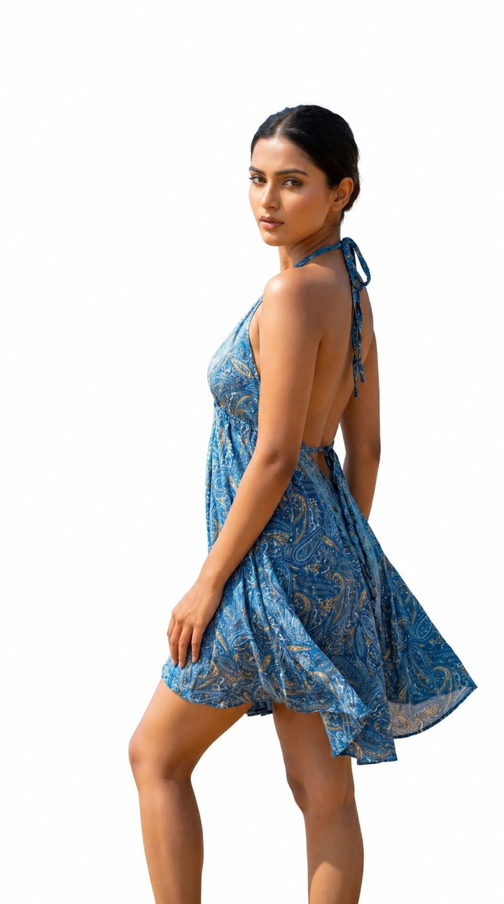 Paisley Print Halter Mini Dress