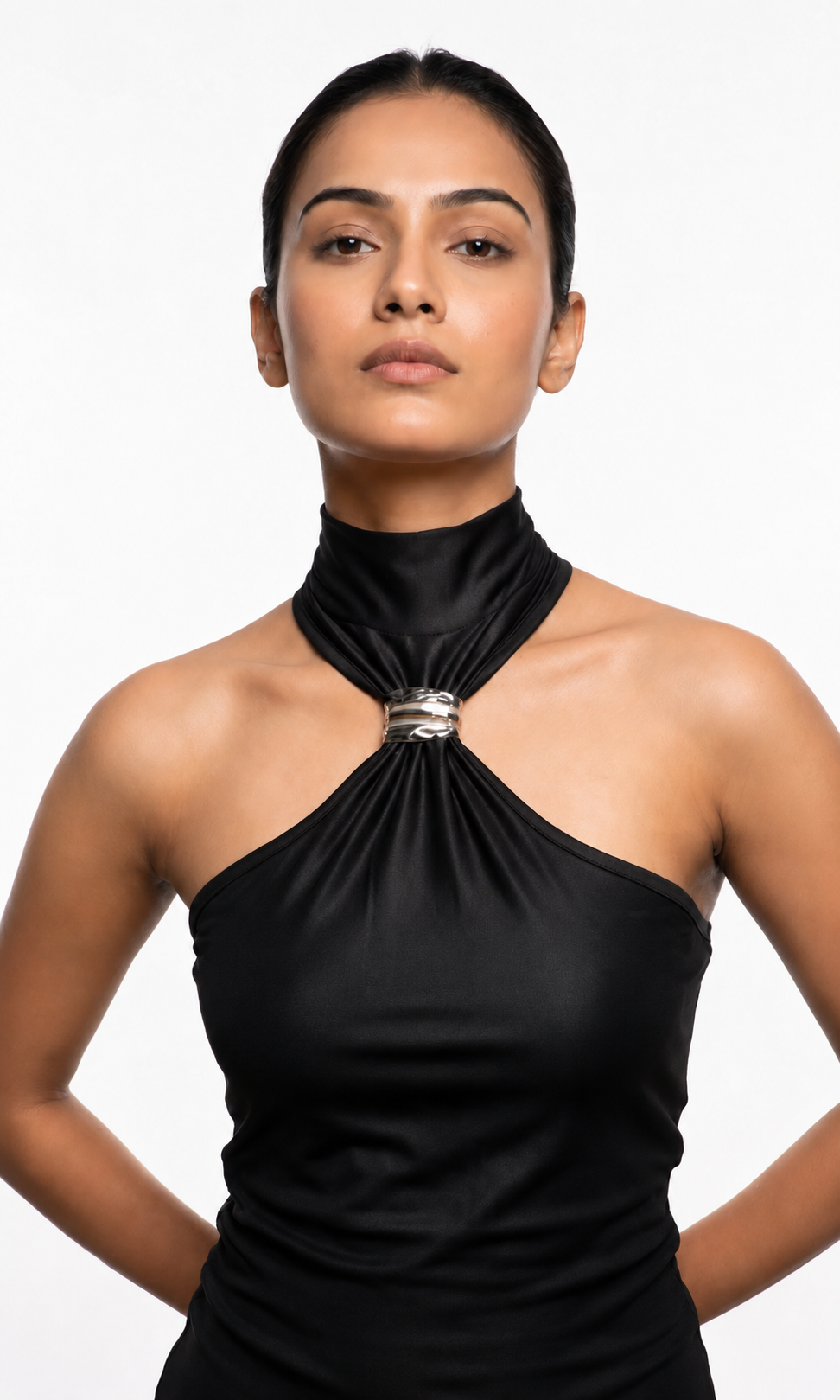 Midnight Muse High-Neck Halter Top