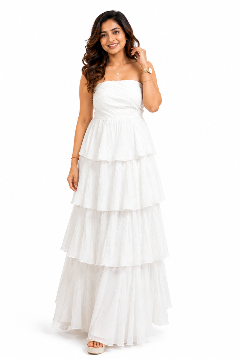 White Grace Tiered Maxi Dress