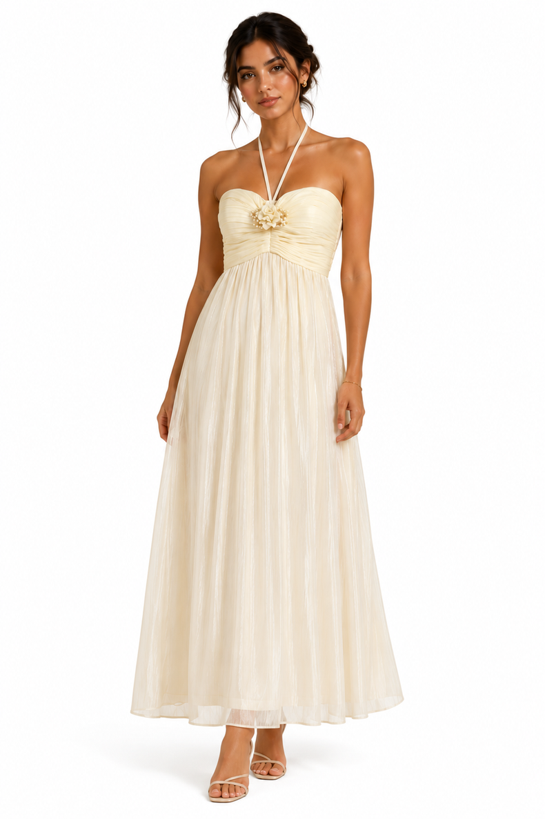 Ivory Halo Halter Dress