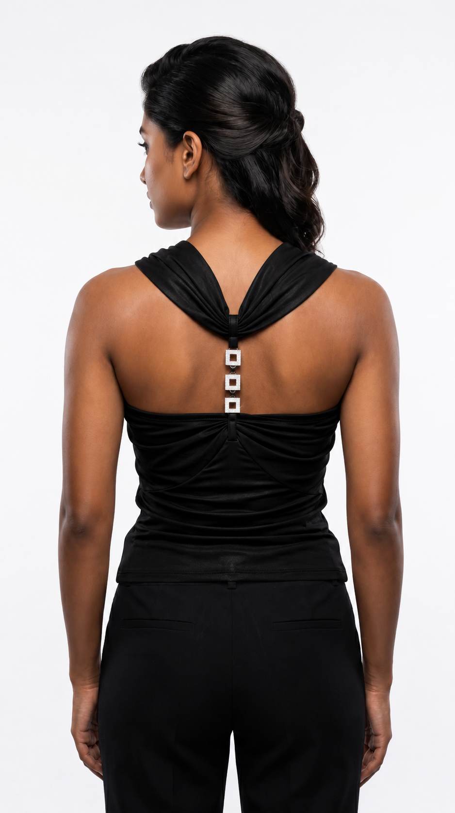 Midnight Luxe Embellished Black Crop Top