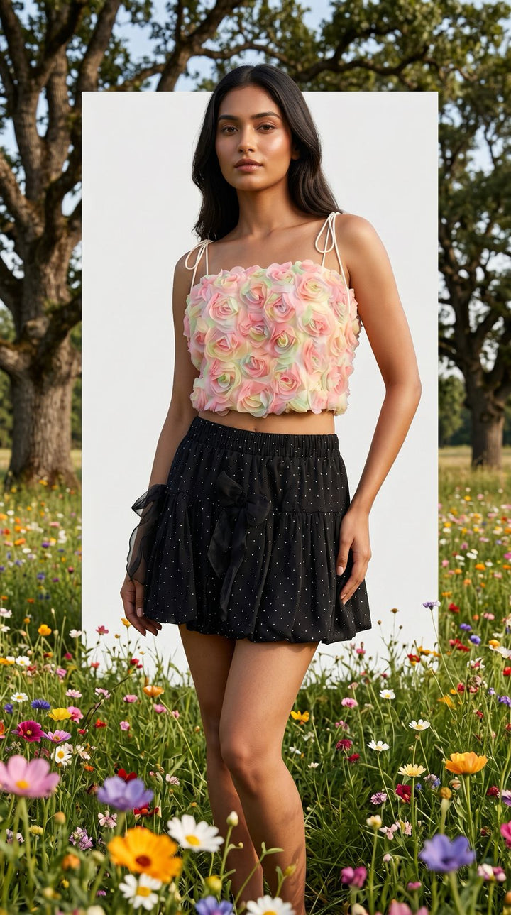 Polka Dot Bubble Mini Skirt