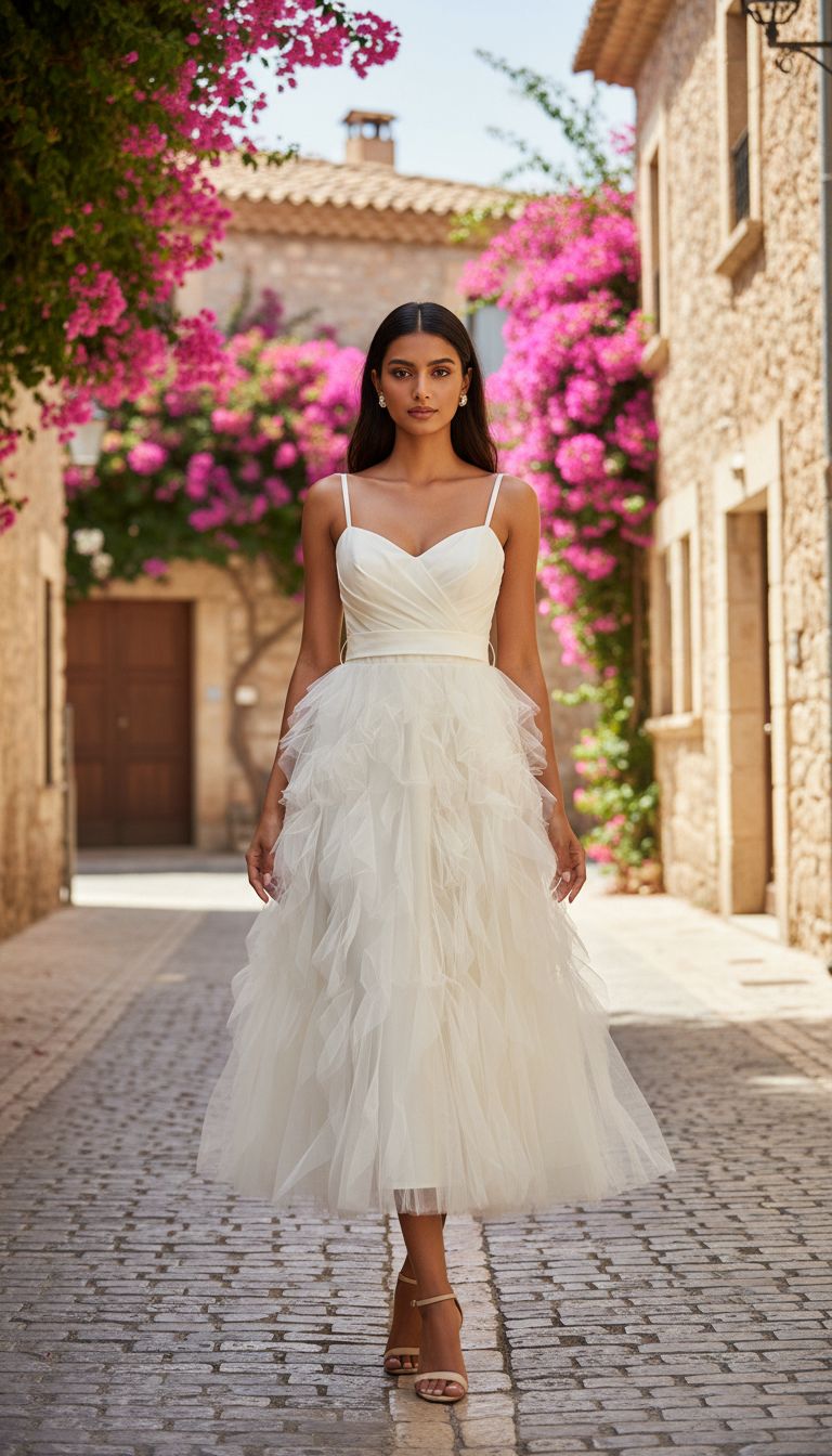 Ivory Tulle Layered Maxi Dress
