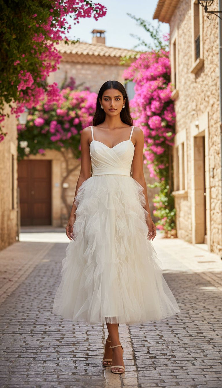 Ivory Tulle Layered Maxi Dress