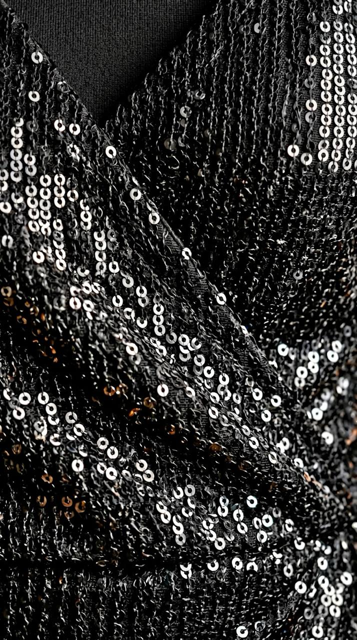Party Ready - Black Sequin Wrap Mini Dress