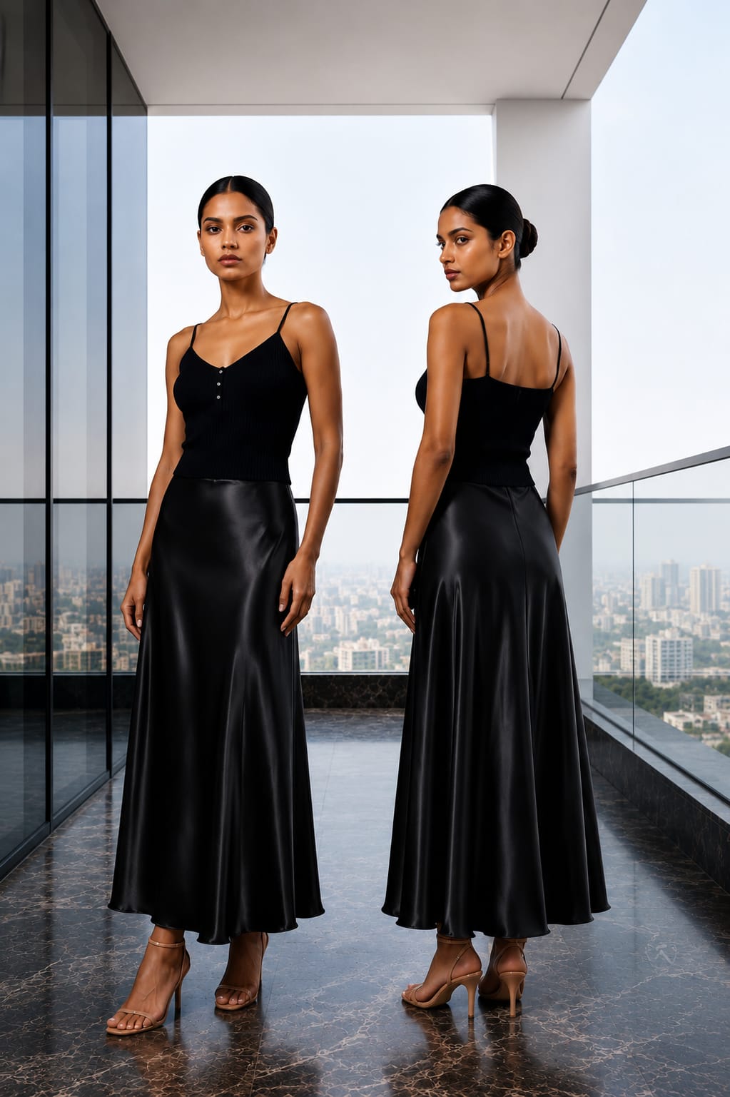 Black Satin Maxi Skirt