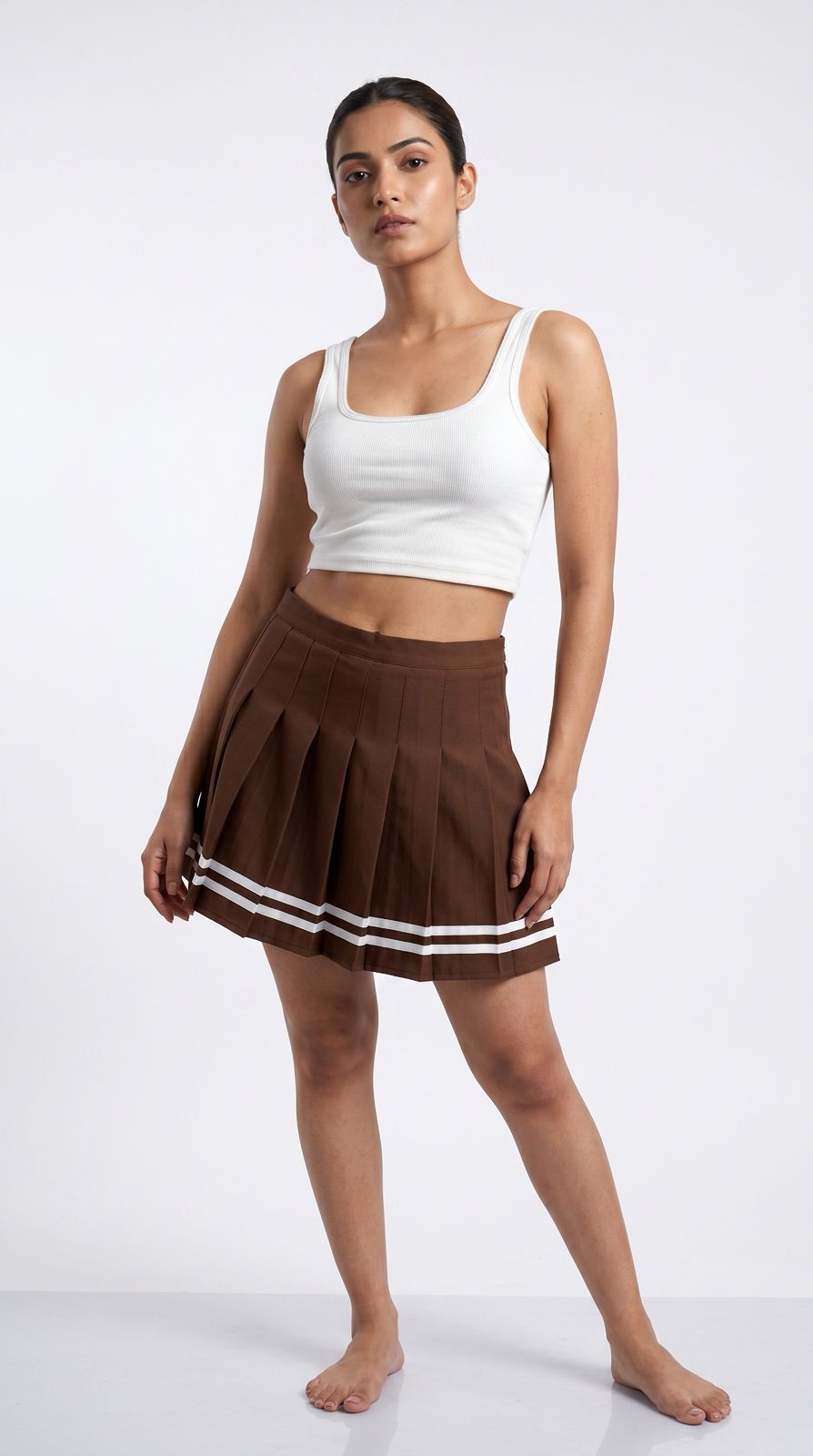 Mocha Pleated Mini Skirt