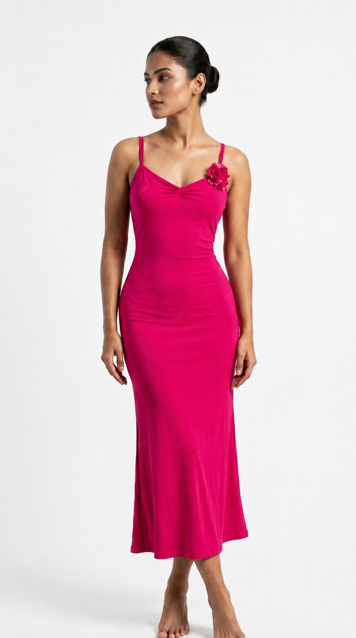 Fuchsia Bloom Midi Dress