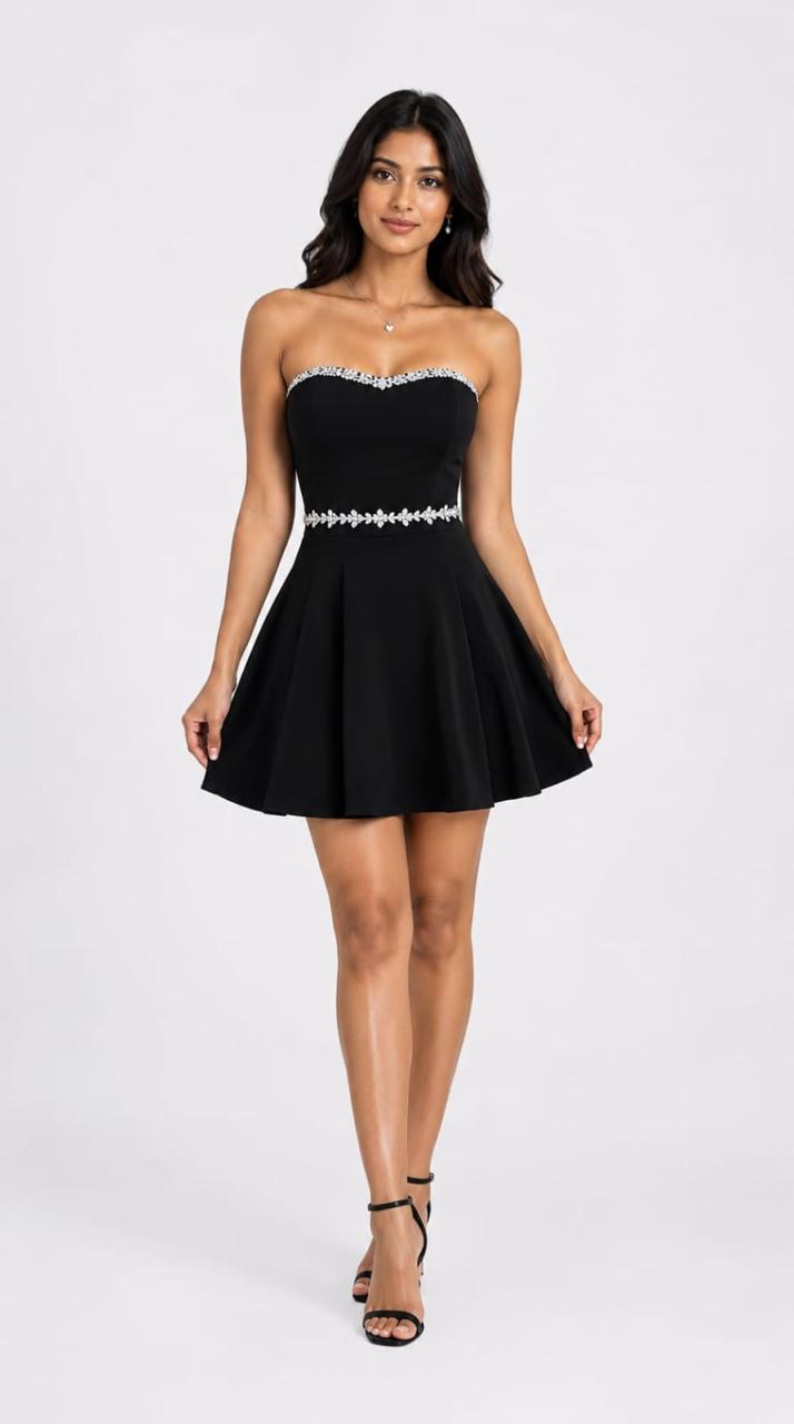 Midnight Black Strapless Skater Dress – Ragzz&Roses
