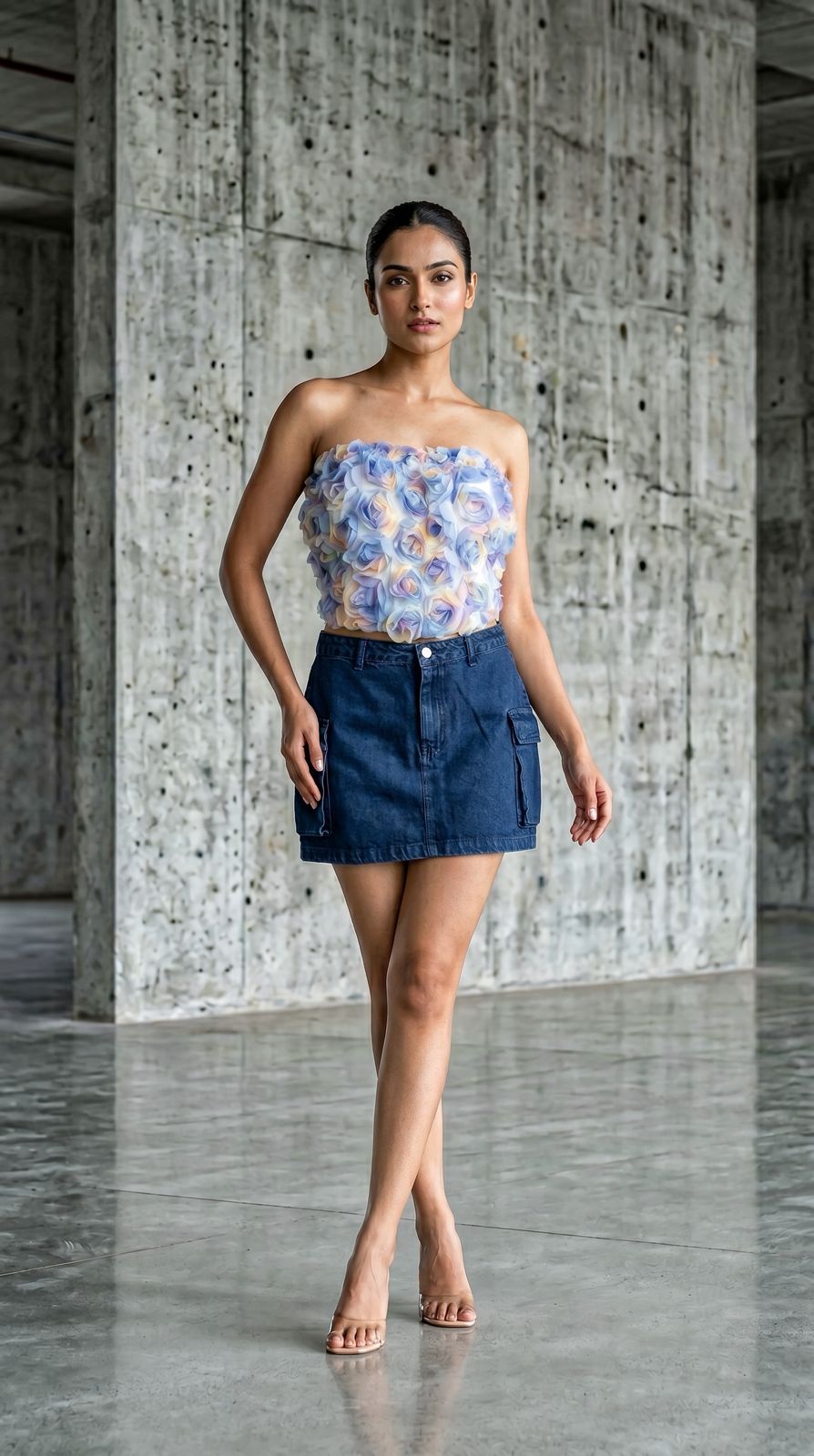 Petal Prism – 2-way Purple Floral Bloom Crop Top or Mini Skirt