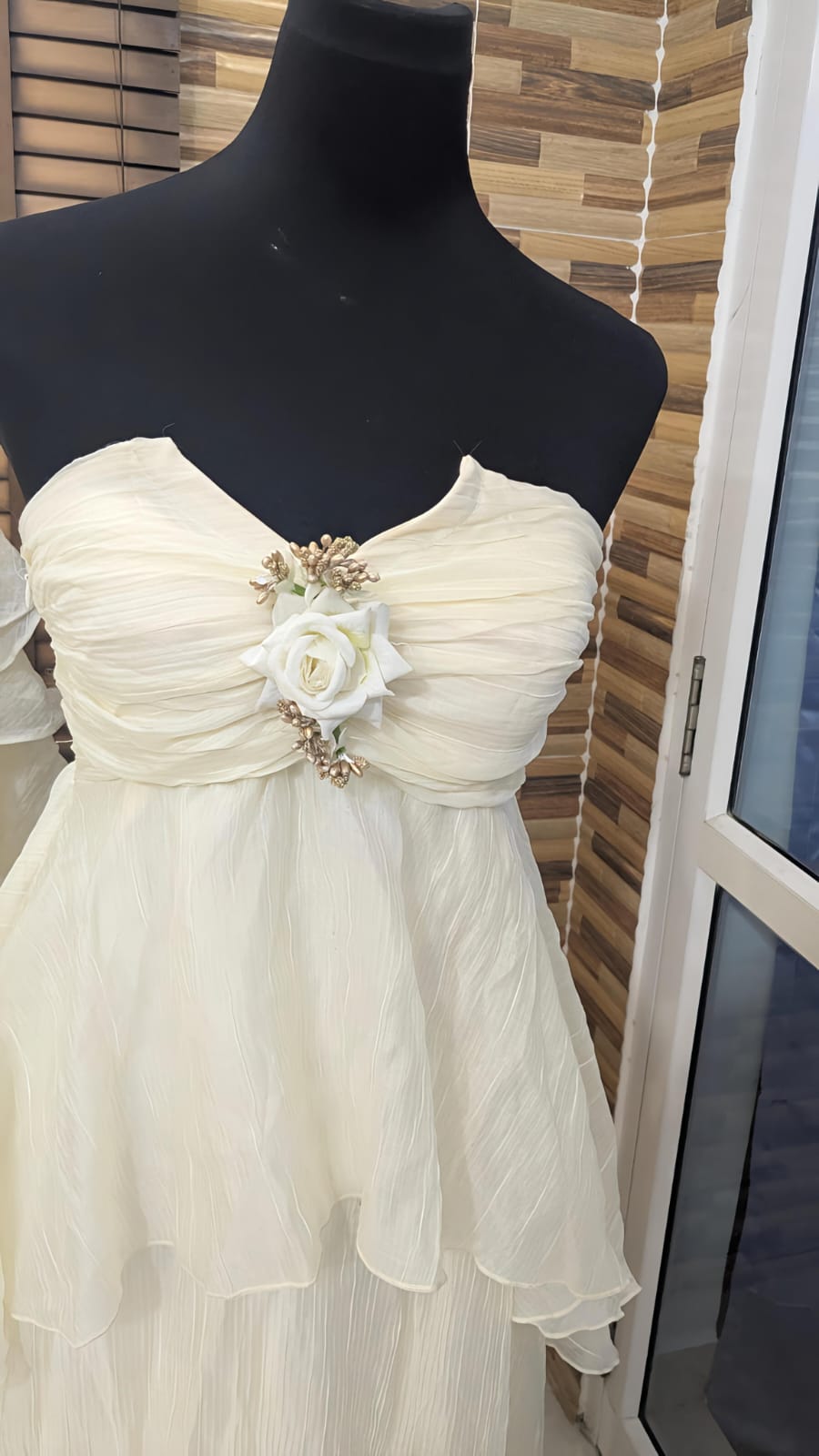 Ivory Petal Tiered Midi Dress