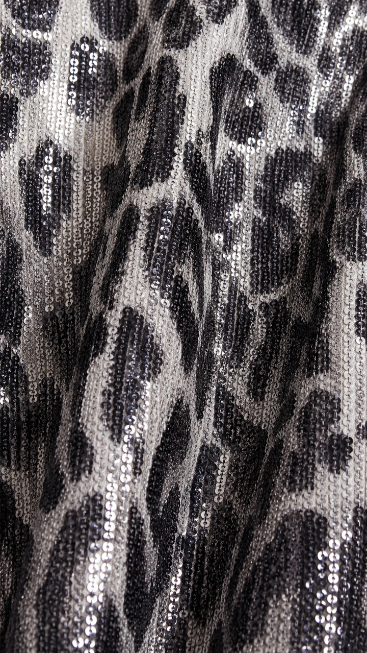 Sequin Animal Print Midi Dress – Glam Evening Party Dress