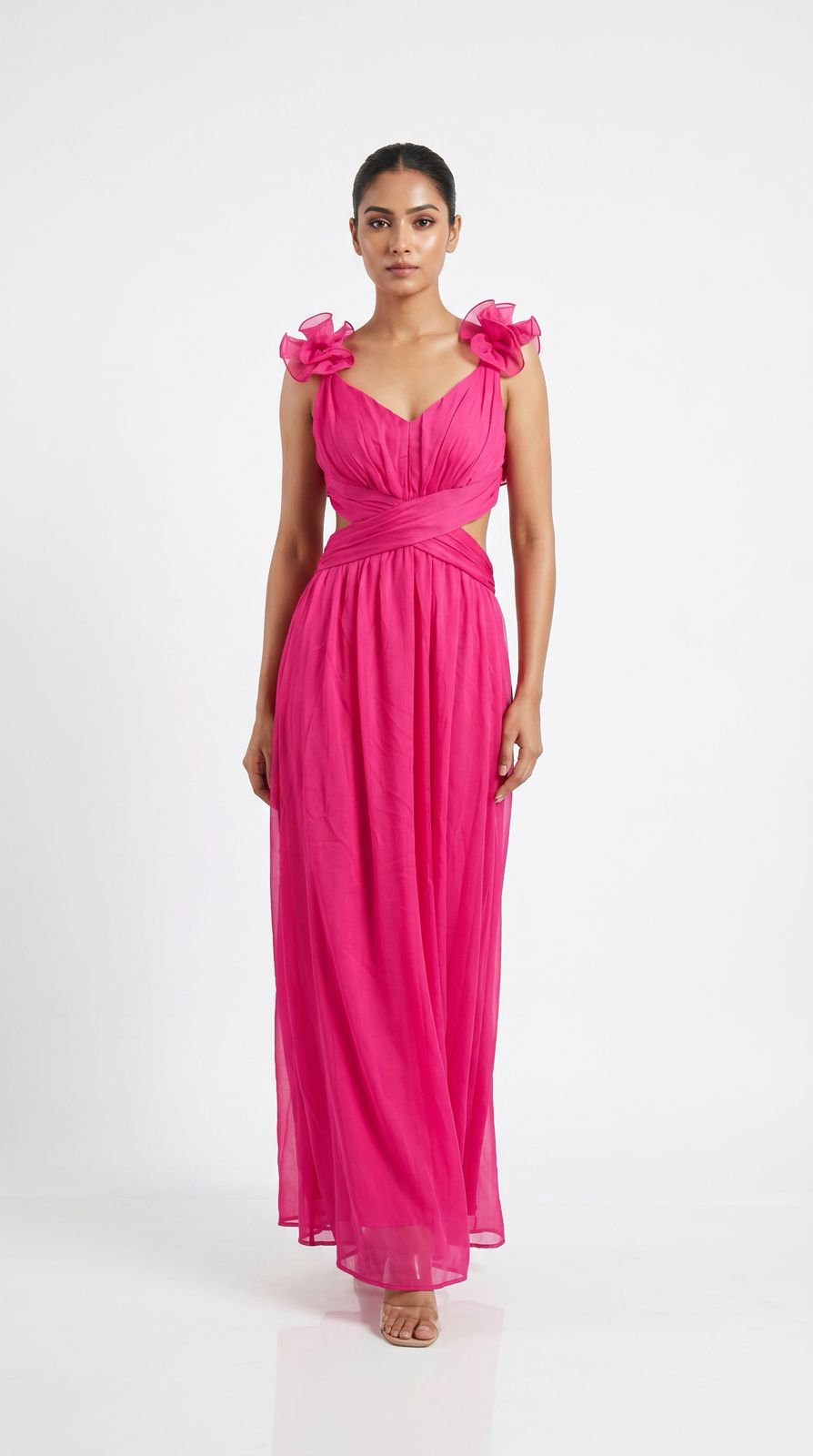 Blush Bloom Hot Pink Cut-Out Maxi Dress