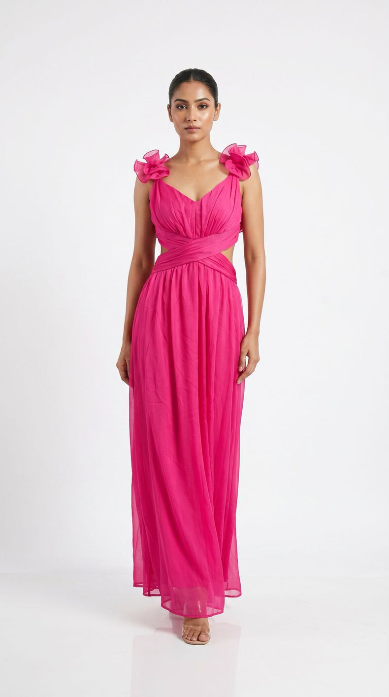 Blush Bloom Hot Pink Cut-Out Maxi Dress