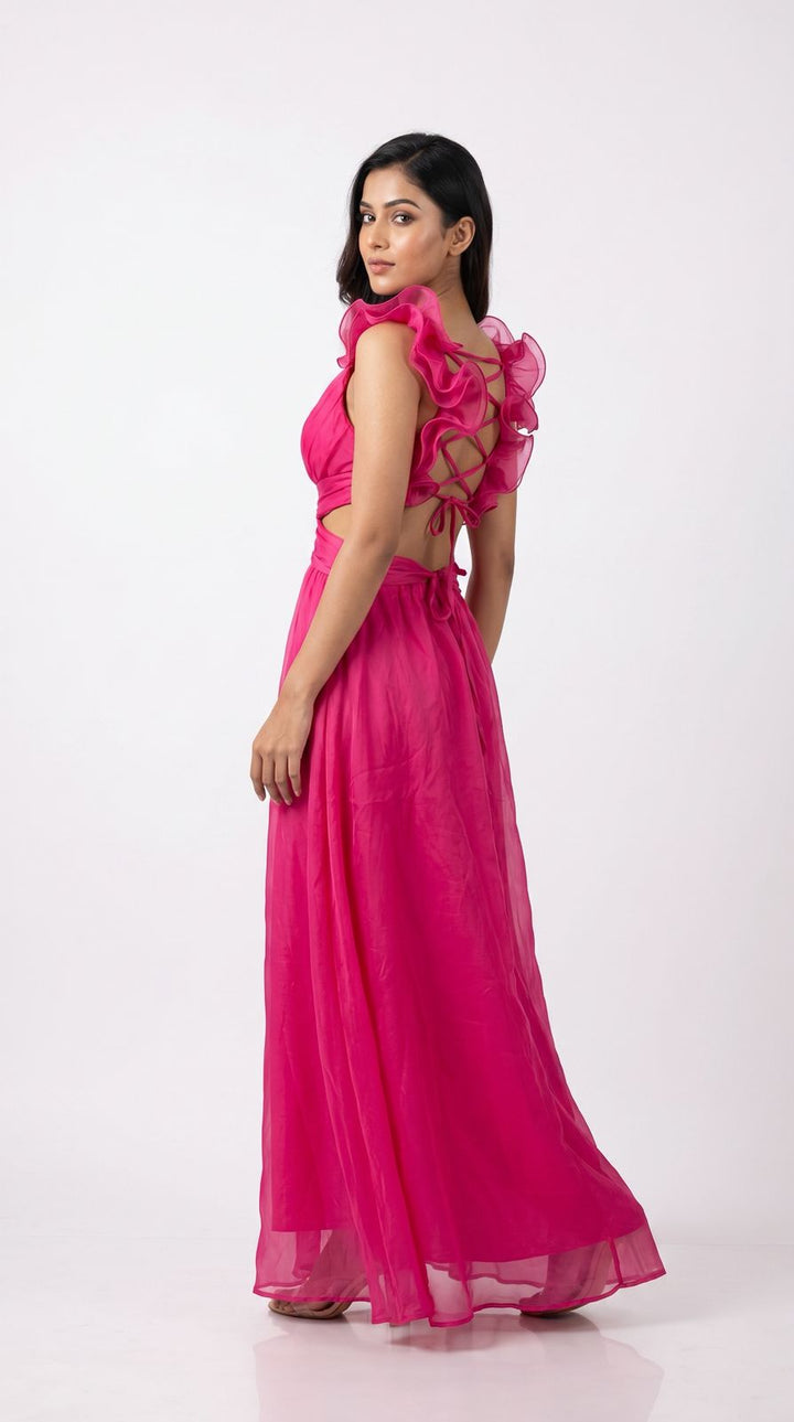 Blush Bloom Hot Pink Cut-Out Maxi Dress