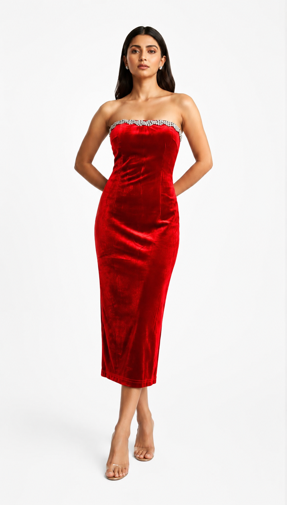 Crimson Charm Midi Dress